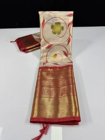 Hand Paint Tissue Silk Sarees
