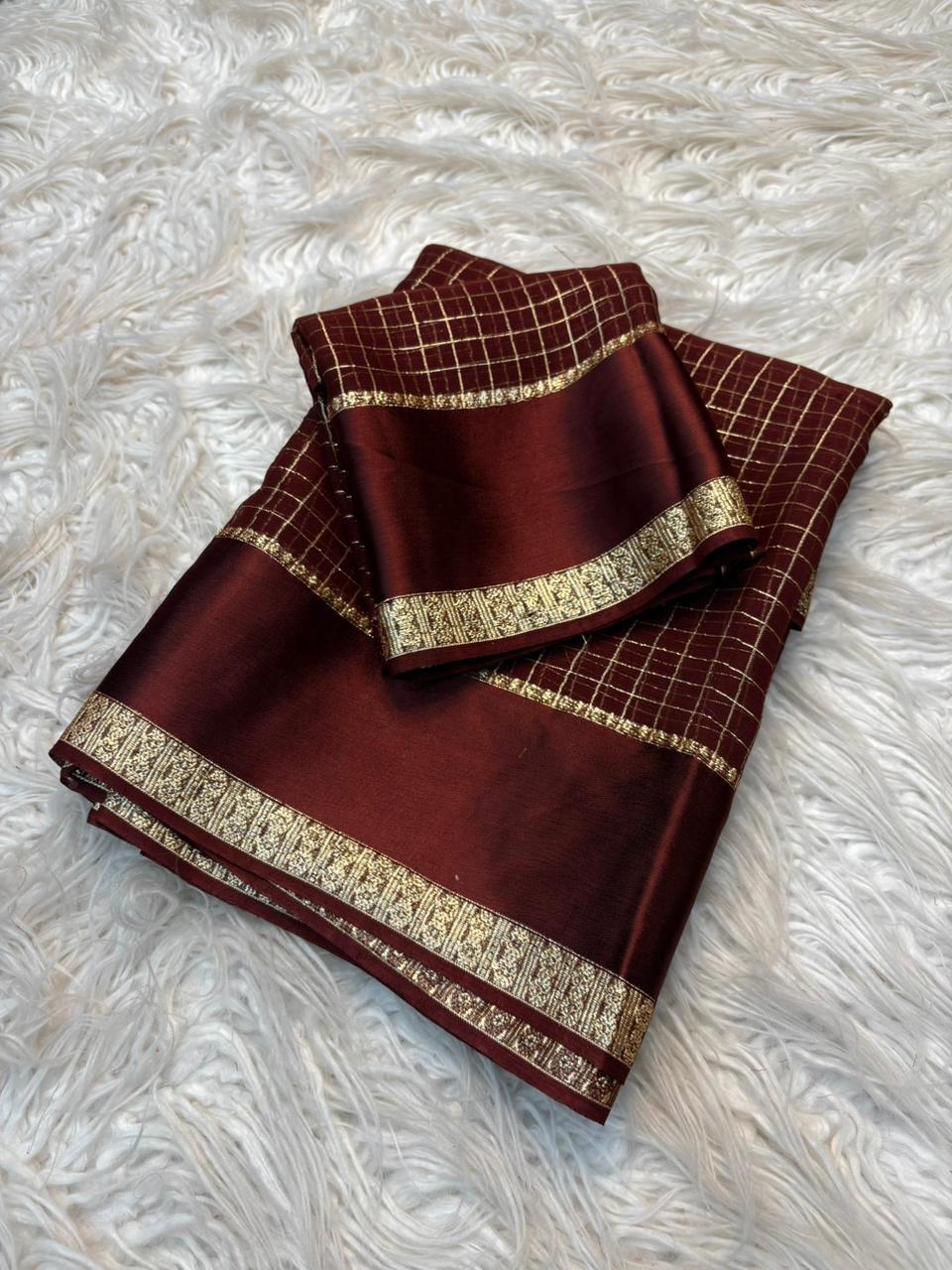 Viscose checked Sarees