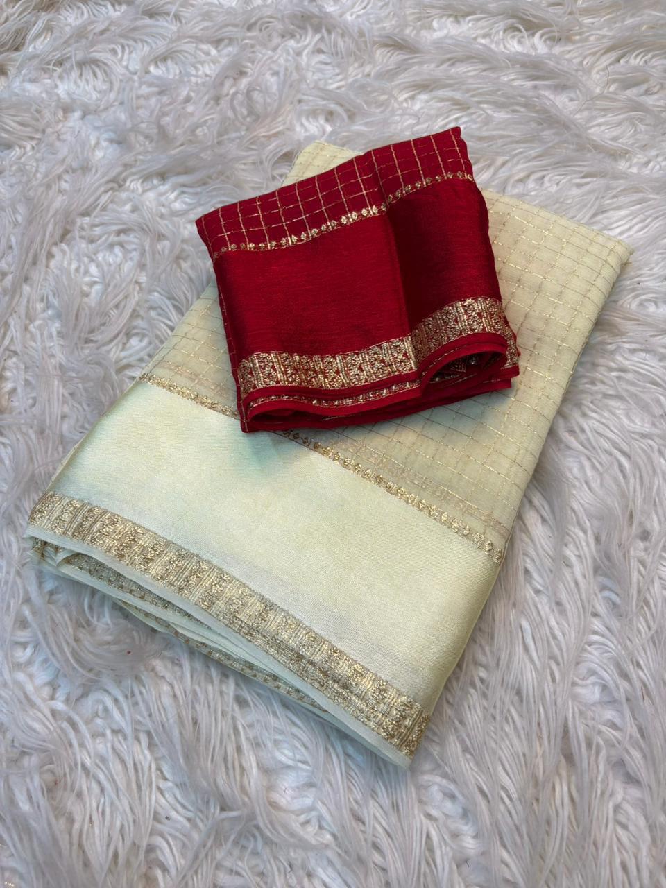 Viscose checked Sarees
