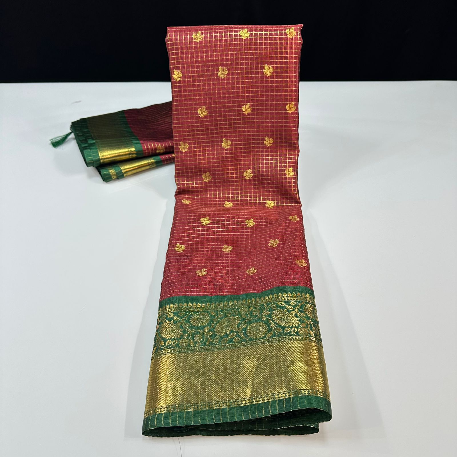 Checked Soft Silk Sarees