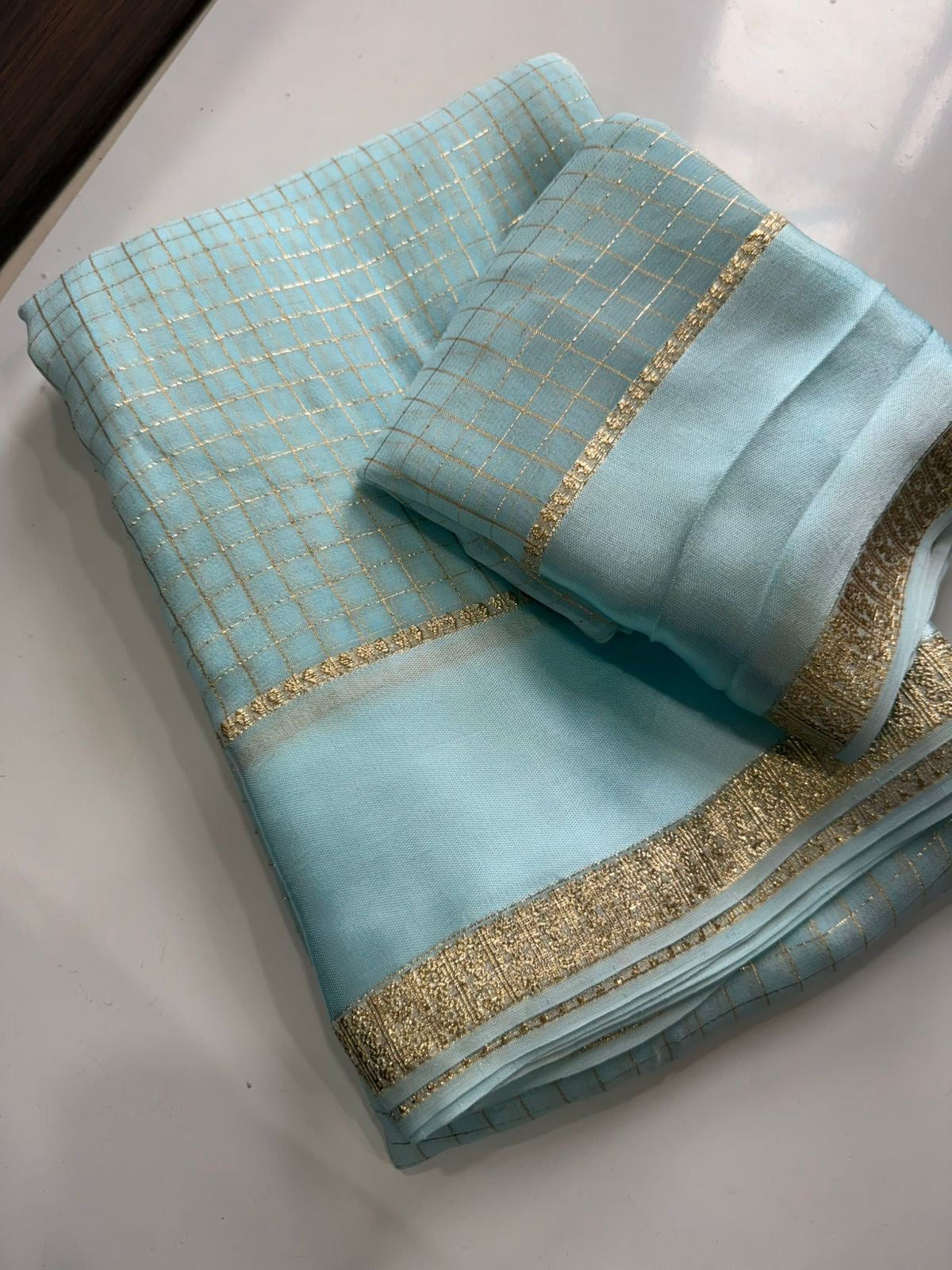 Viscose checked Sarees