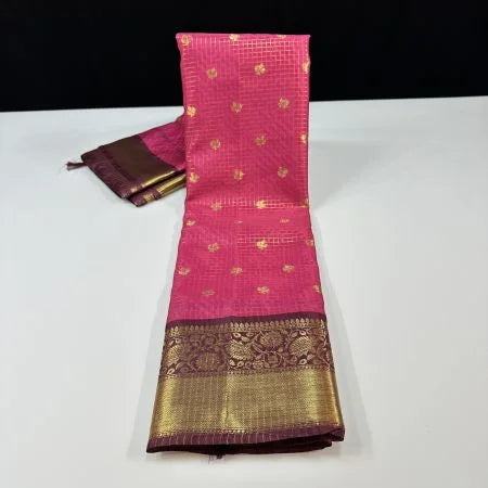 Checked Soft Silk Sarees