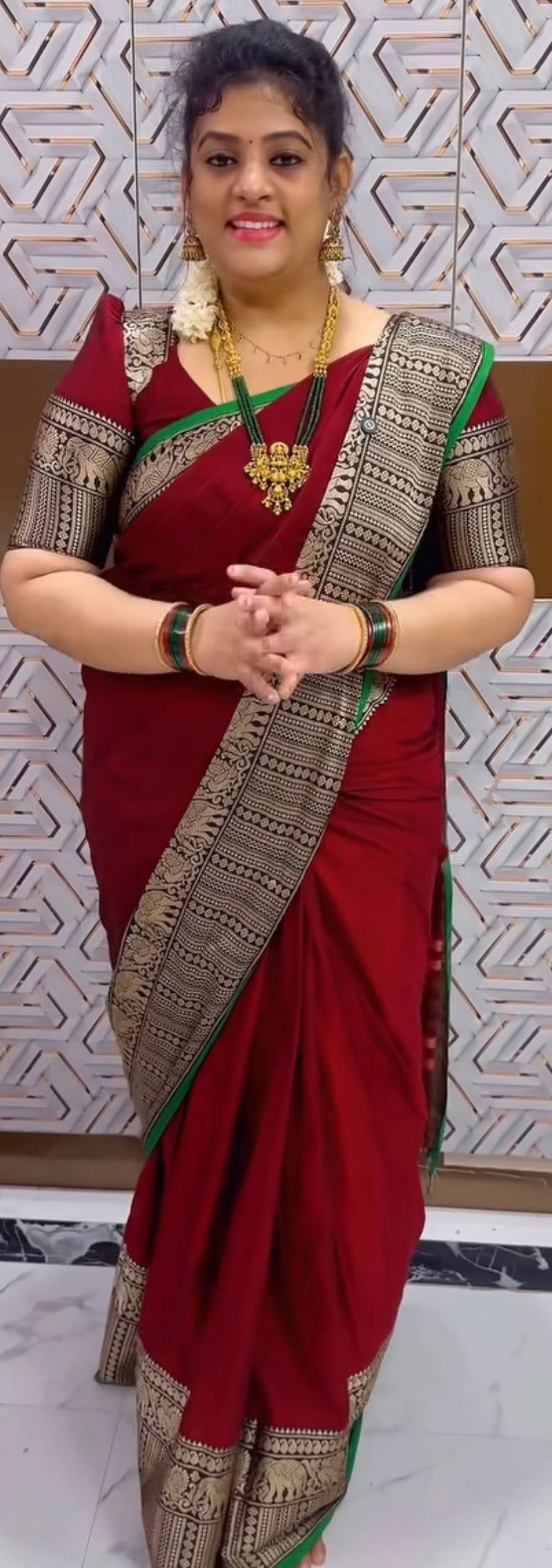 Narayanapet Saree with White Elephant