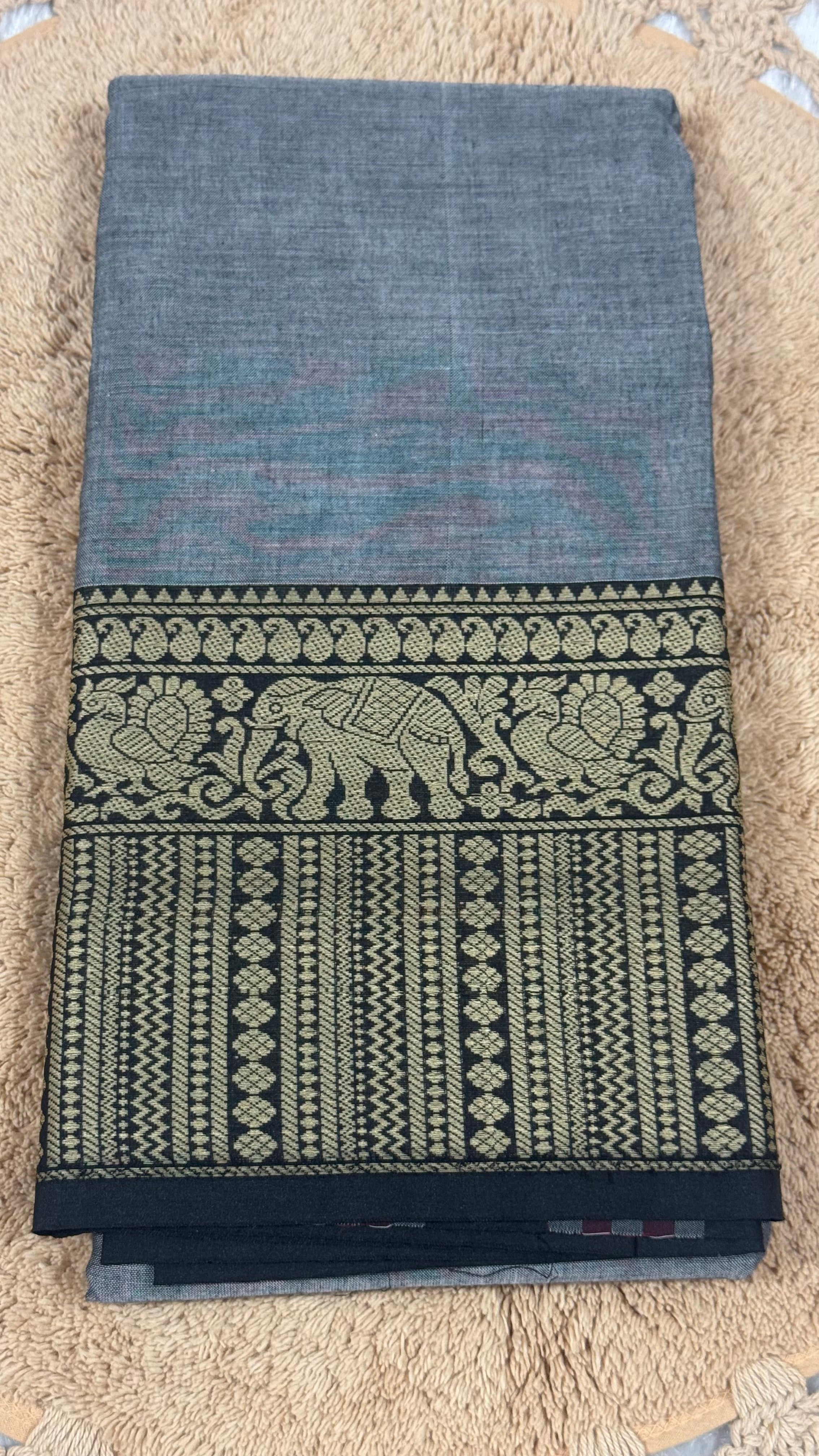 Narayanapet Saree with White Elephant