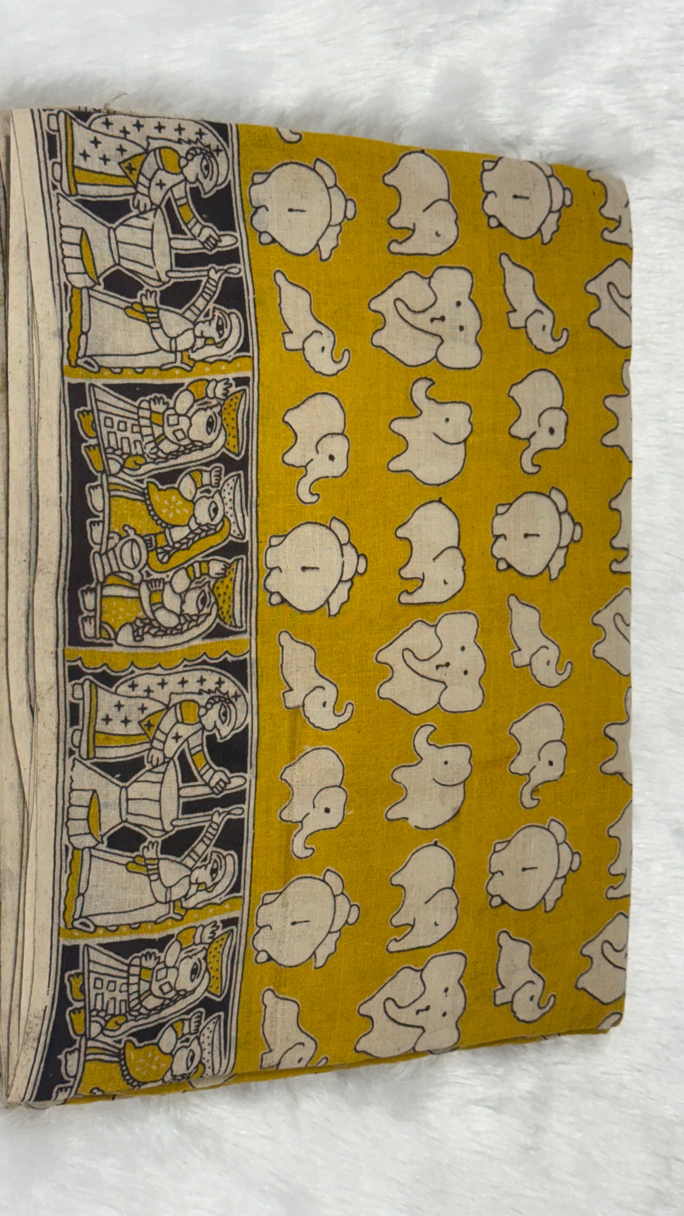 Kalamkari Cotton Sarees- Small Elephant