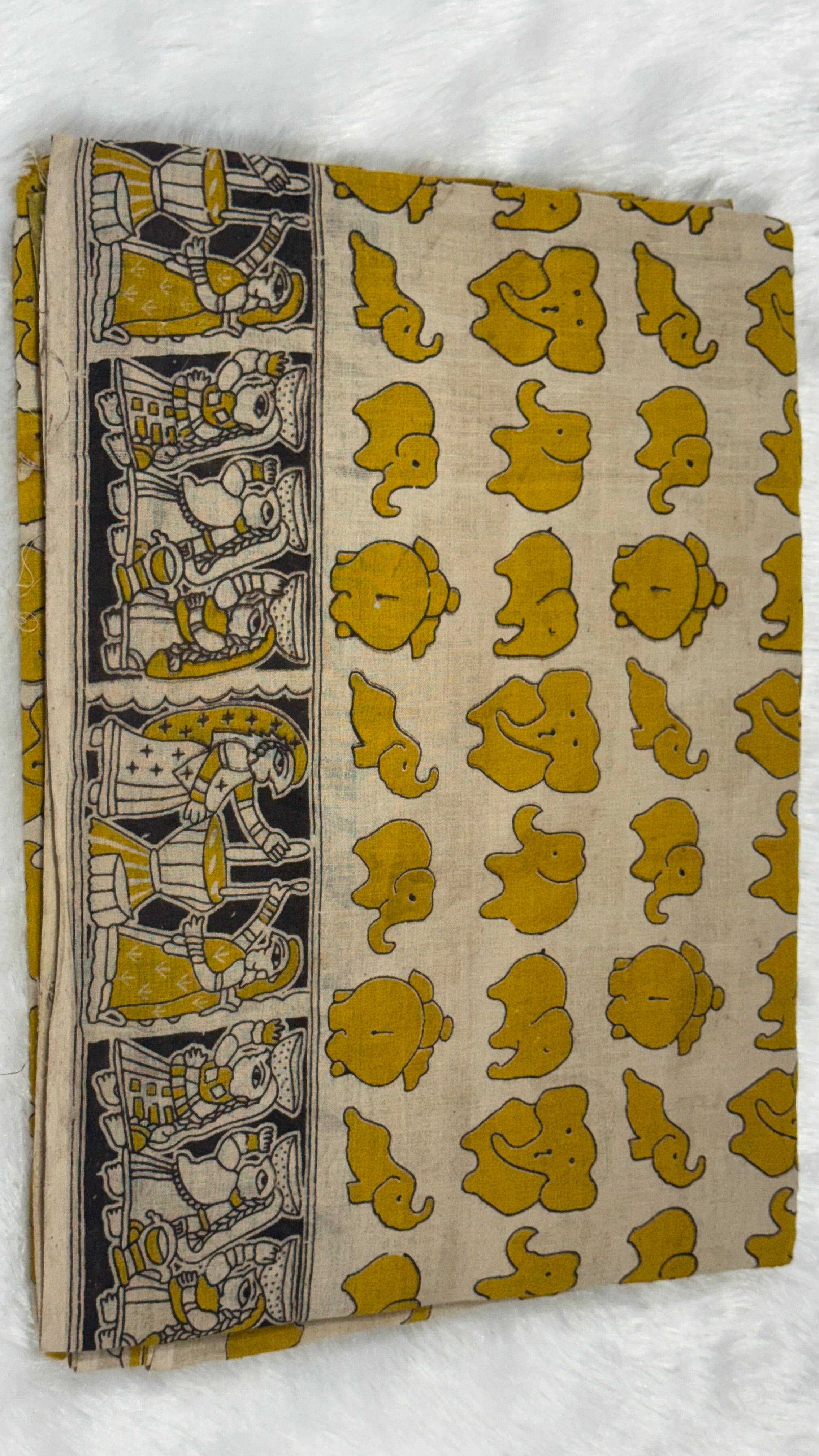 Kalamkari Cotton Sarees- Small Elephant