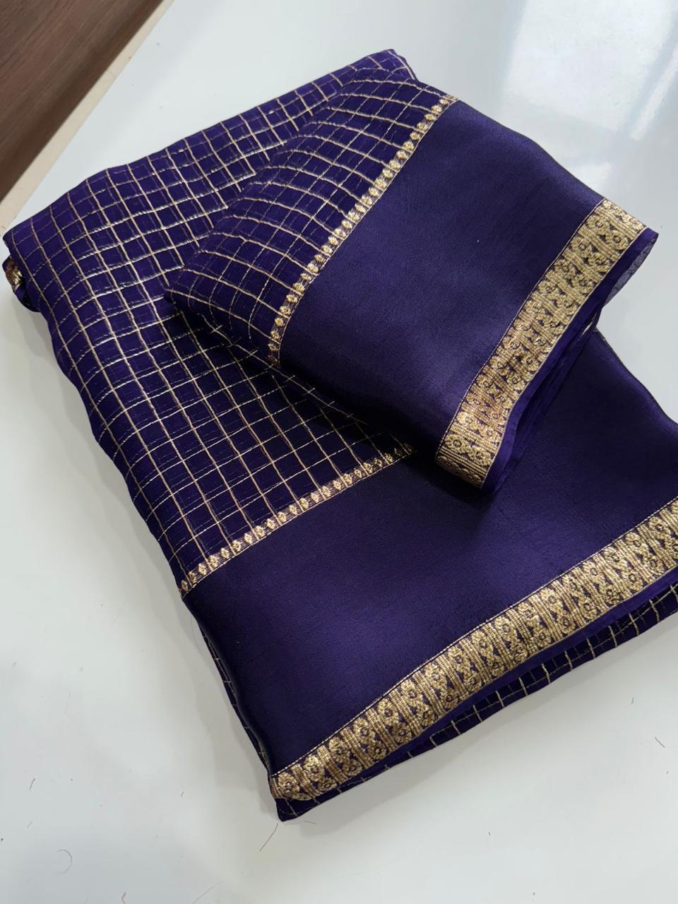 Viscose checked Sarees