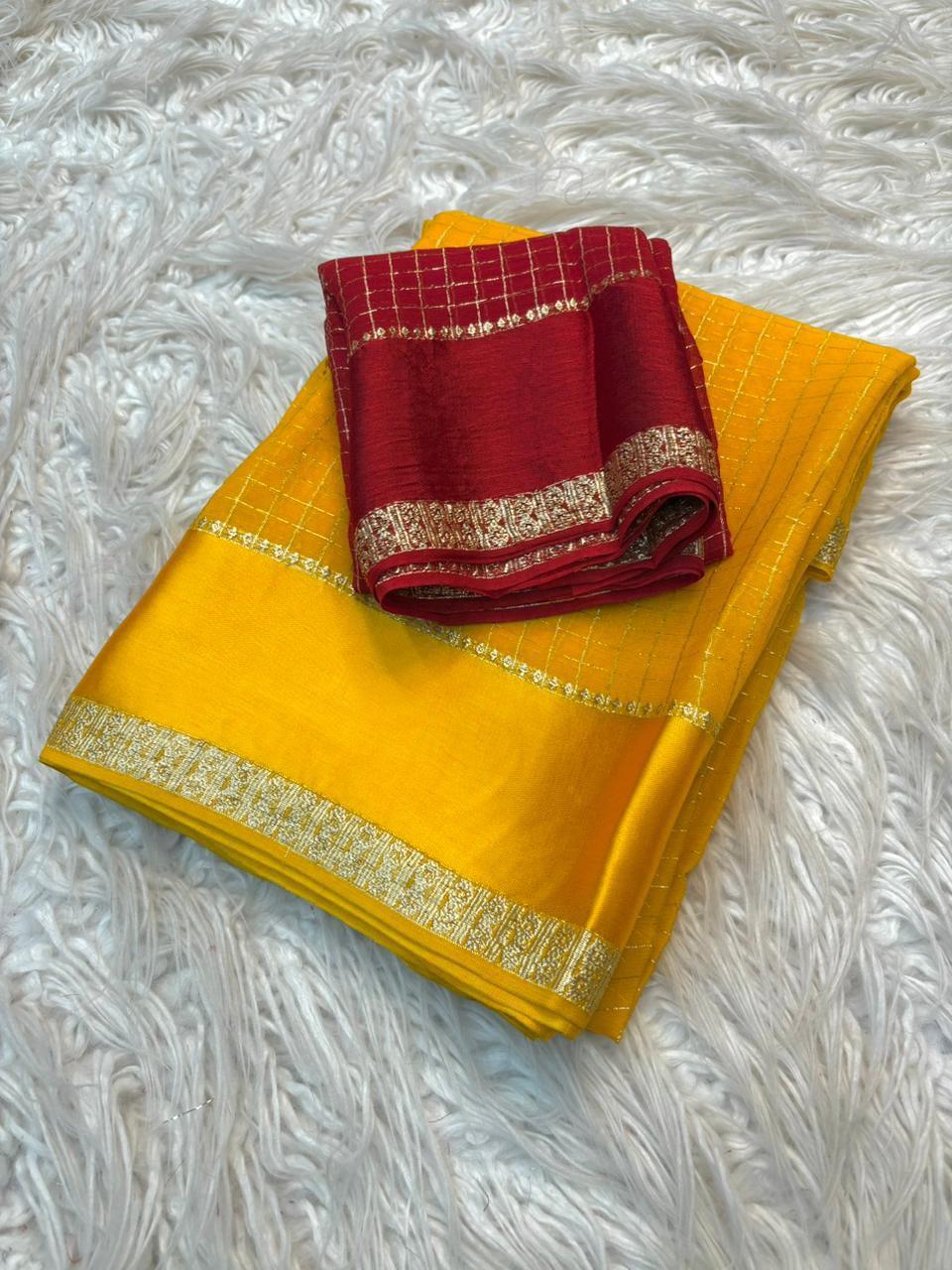 Viscose checked Sarees