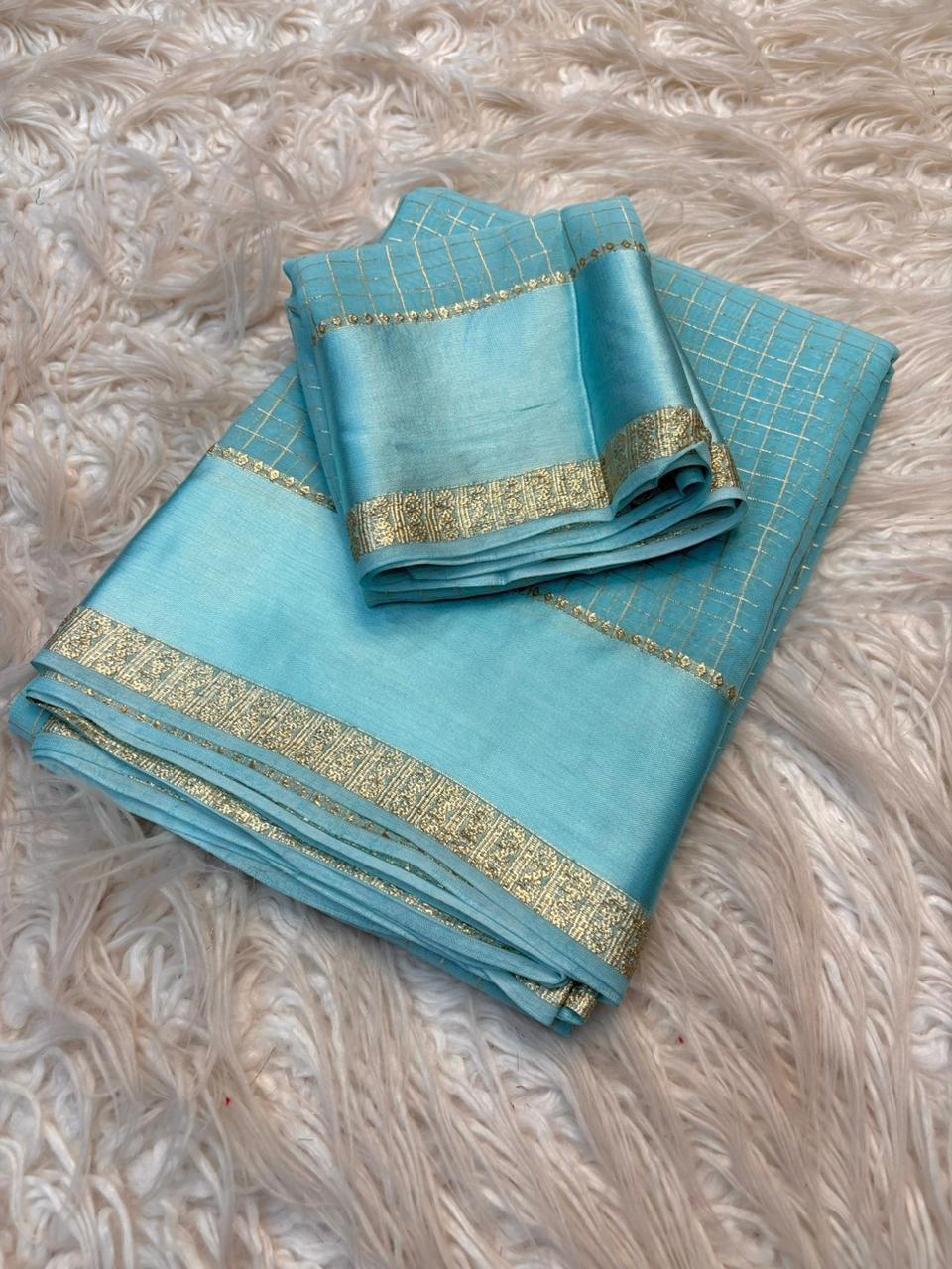 Viscose checked Sarees