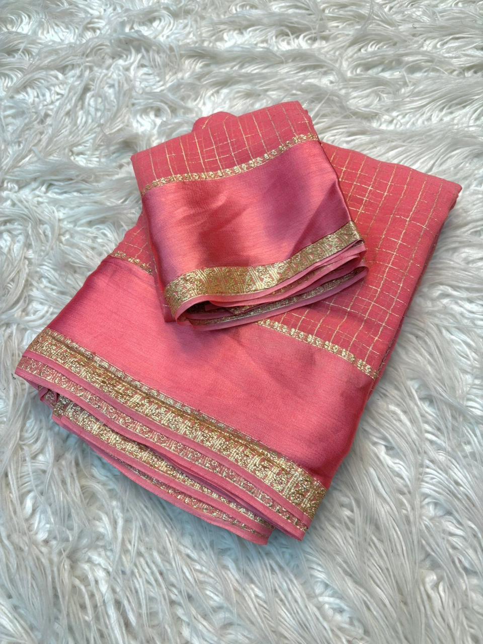 Viscose checked Sarees