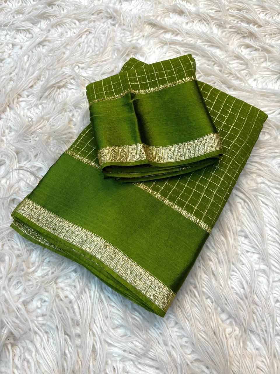 Viscose checked Sarees