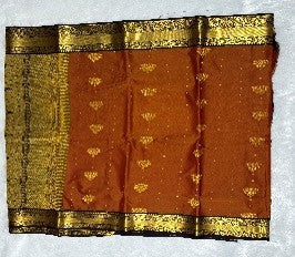 Rust Orange Premium Kanchi Silk Sarees